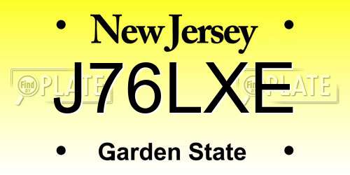 J76LXE New Jersey License Plate