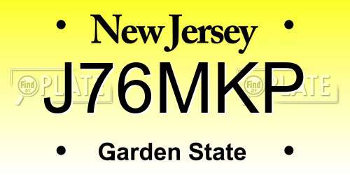 J76MKP New Jersey License Plate