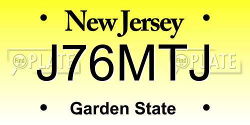 J76MTJ New Jersey License Plate