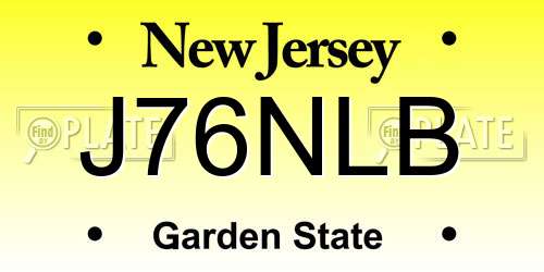 J76NLB New Jersey License Plate