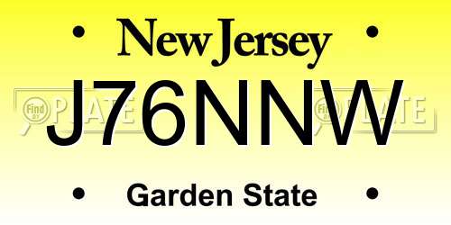 J76NNW New Jersey License Plate