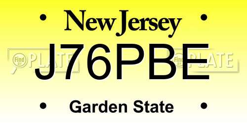 J76PBE New Jersey License Plate
