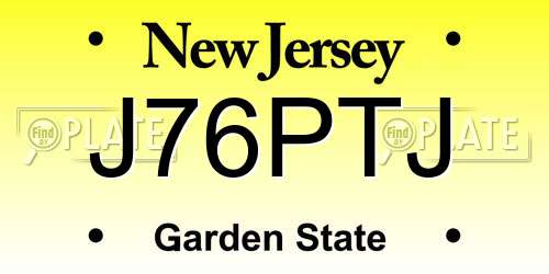 J76PTJ New Jersey License Plate