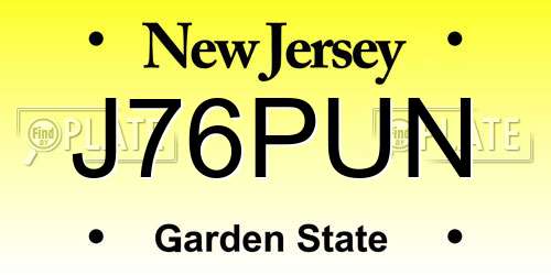 J76PUN New Jersey License Plate