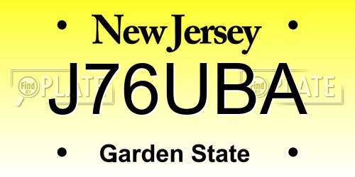 J76UBA New Jersey License Plate