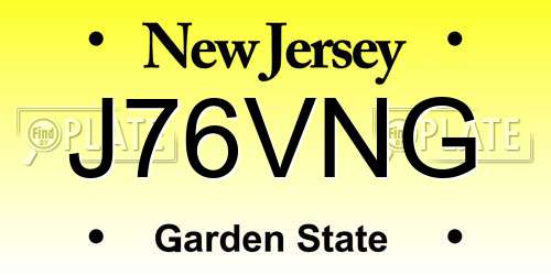J76VNG New Jersey License Plate
