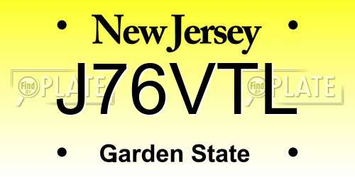 J76VTL New Jersey License Plate