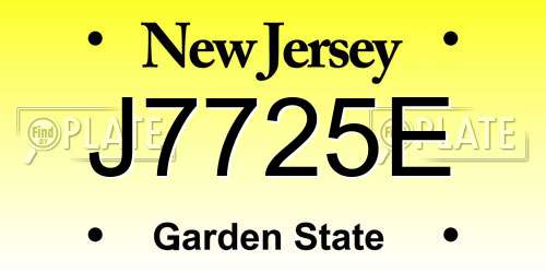 J7725E New Jersey License Plate