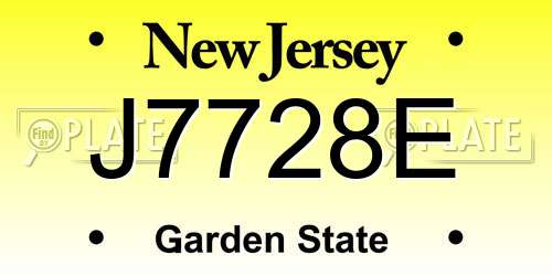 J7728E New Jersey License Plate