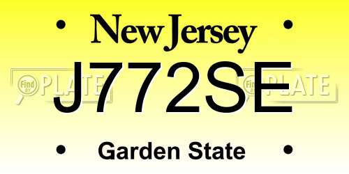 J772SE New Jersey License Plate