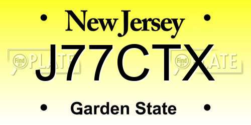 J77CTX New Jersey License Plate