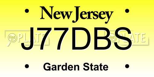 J77DBS New Jersey License Plate