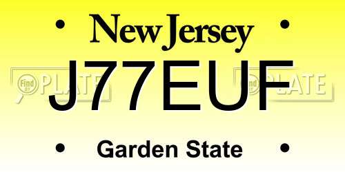 J77EUF New Jersey License Plate