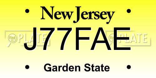 J77FAE New Jersey License Plate