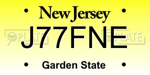 J77FNE New Jersey License Plate