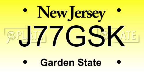 J77GSK New Jersey License Plate