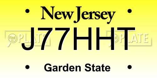 J77HHT New Jersey License Plate