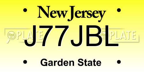 J77JBL New Jersey License Plate
