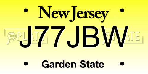 J77JBW New Jersey License Plate