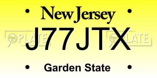 J77JTX New Jersey License Plate