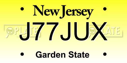 J77JUX New Jersey License Plate