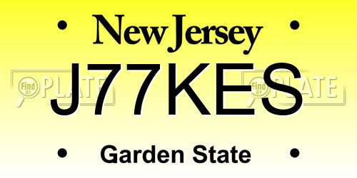 J77KES New Jersey License Plate