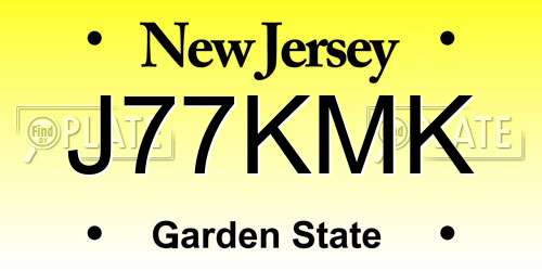 J77KMK New Jersey License Plate