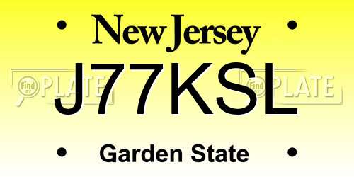 J77KSL New Jersey License Plate