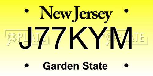 J77KYM New Jersey License Plate