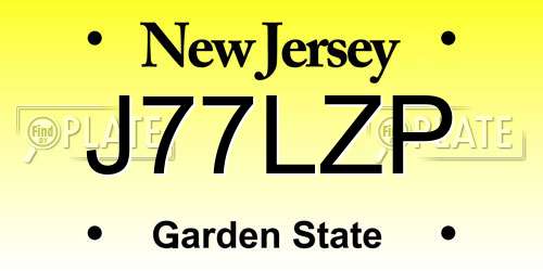 J77LZP New Jersey License Plate