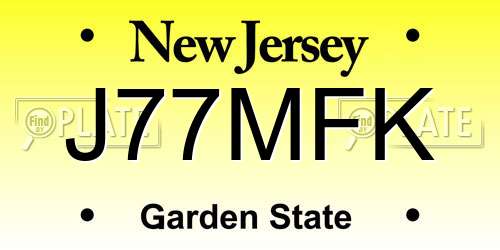 J77MFK New Jersey License Plate