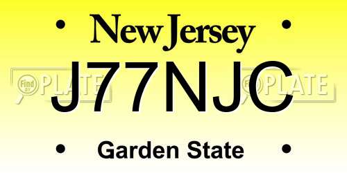 J77NJC New Jersey License Plate