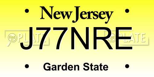 J77NRE New Jersey License Plate