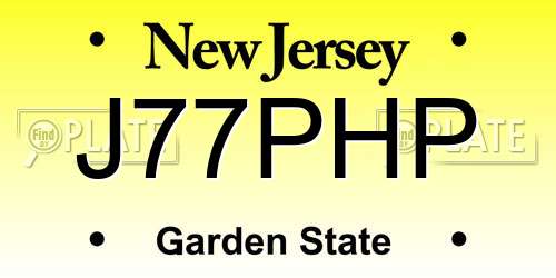 J77PHP New Jersey License Plate