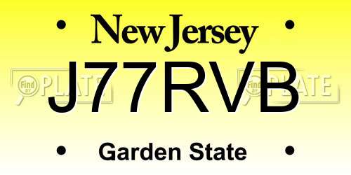 J77RVB New Jersey License Plate