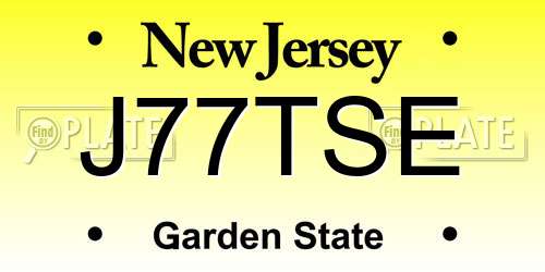 J77TSE New Jersey License Plate