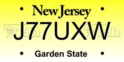 J77UXW New Jersey License Plate