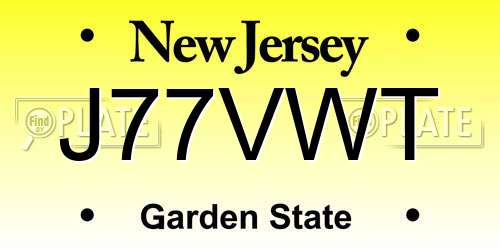 J77VWT New Jersey License Plate