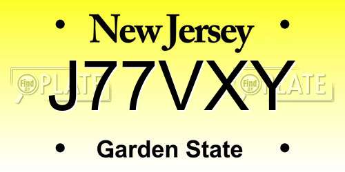 J77VXY New Jersey License Plate