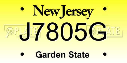 J7805G New Jersey License Plate