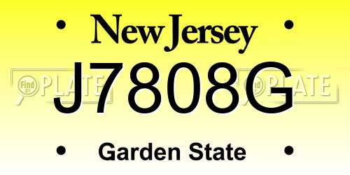 J7808G New Jersey License Plate