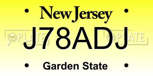 J78ADJ New Jersey License Plate