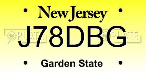 J78DBG New Jersey License Plate