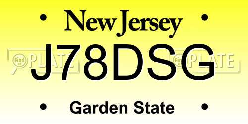 J78DSG New Jersey License Plate
