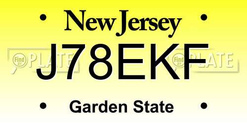 J78EKF New Jersey License Plate