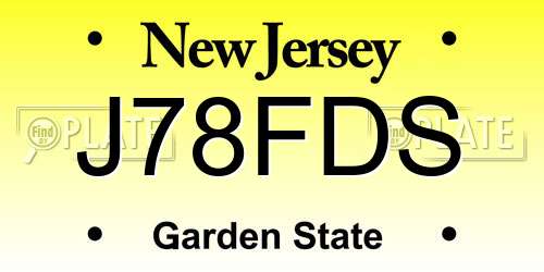 J78FDS New Jersey License Plate