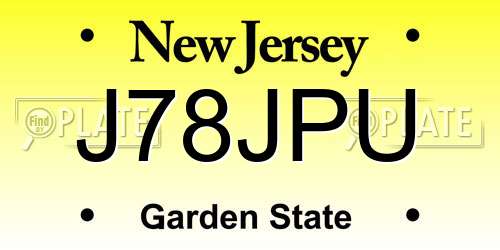 J78JPU New Jersey License Plate