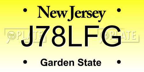 J78LFG New Jersey License Plate