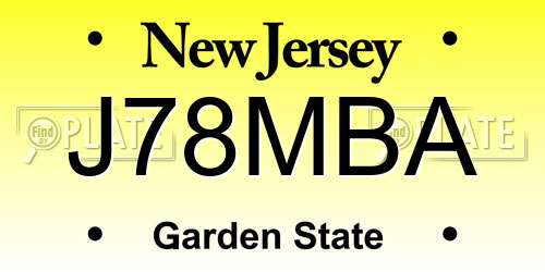 J78MBA New Jersey License Plate