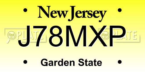 J78MXP New Jersey License Plate